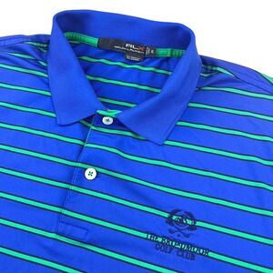 RLX Ralph Lauren The Broadmoor‎ Golf Club Polo Shirt Men's XL Blue Green Striped